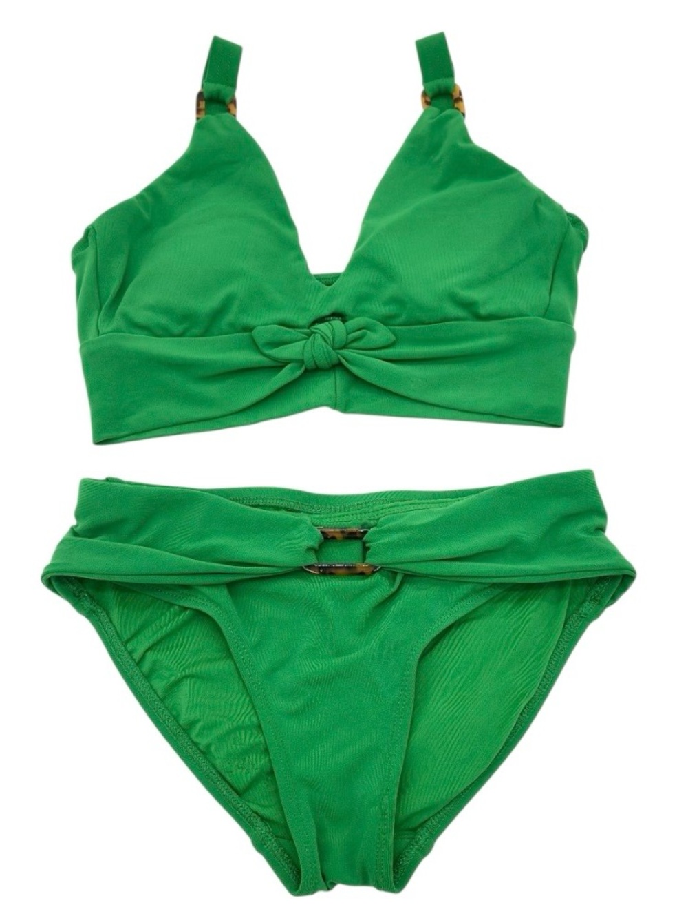 Robin Piccone Green Bikini Set | Knot Front  | Size S/M | Tortoise Hardware | EU